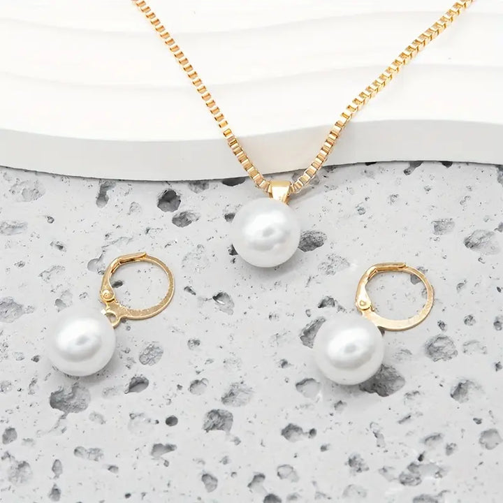Golden Grace Pearl Jewellery Set | Gold