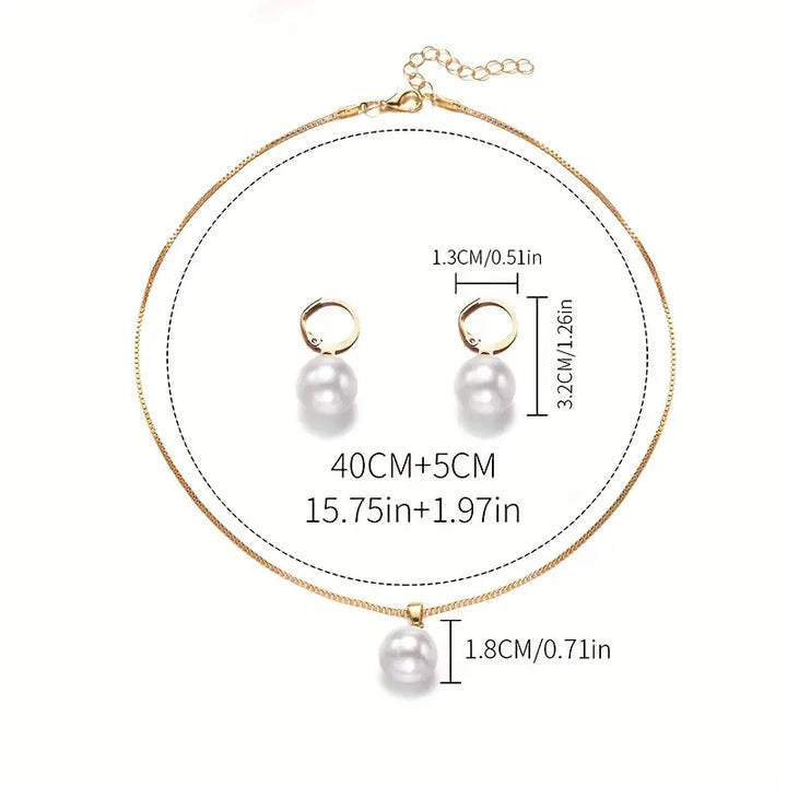 Golden Grace Pearl Jewellery Set | Gold